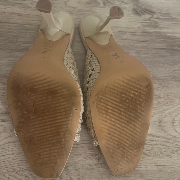 Zara Braided Neutral Mule heels - Picture 4 of 6